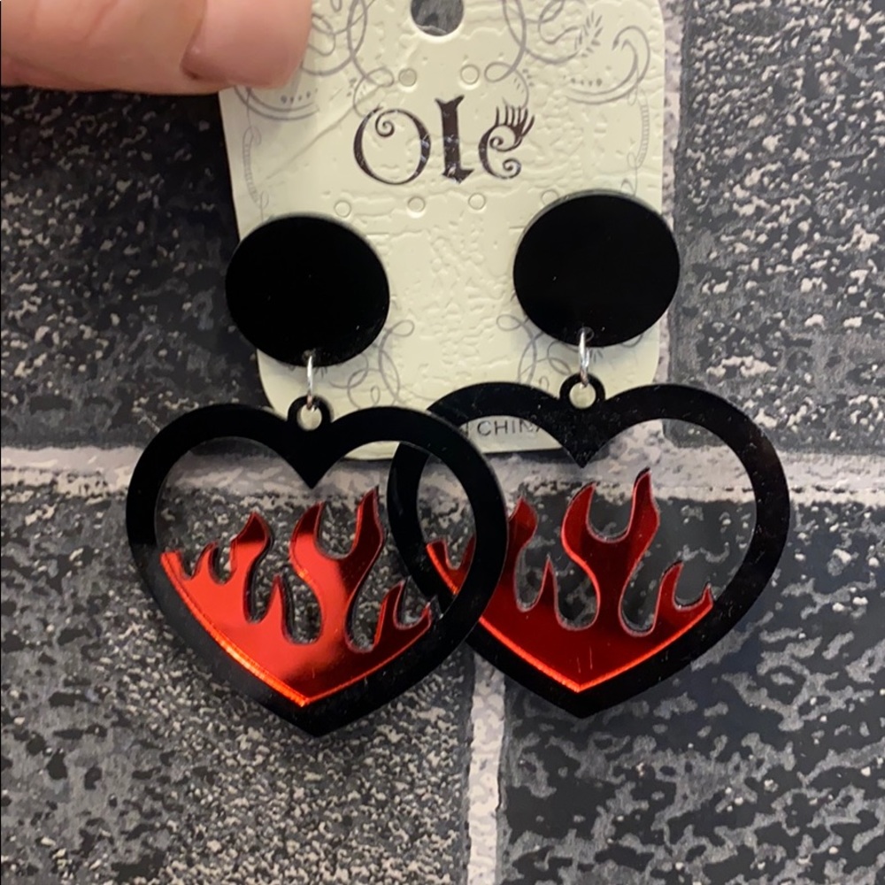 Fire heart earrings